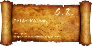 Orián Kálmán névjegykártya