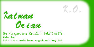 kalman orian business card